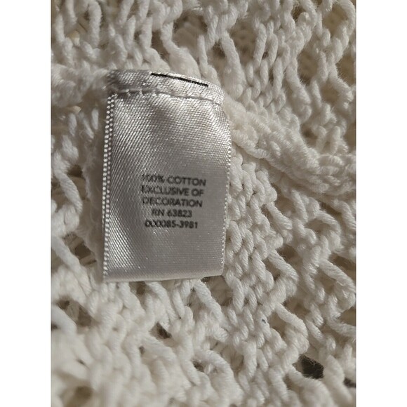 Christopher & Banks White Crochet Cotton Knit Flower Sweater Size Medium - Picture 15 of 15